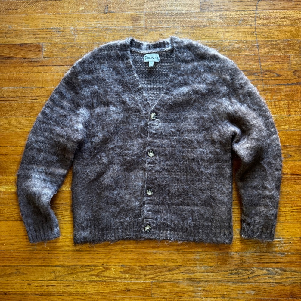NO BOUNDARIES Men's‎ Textured Knit V-Neck Cardigan Sweater Brown Size M